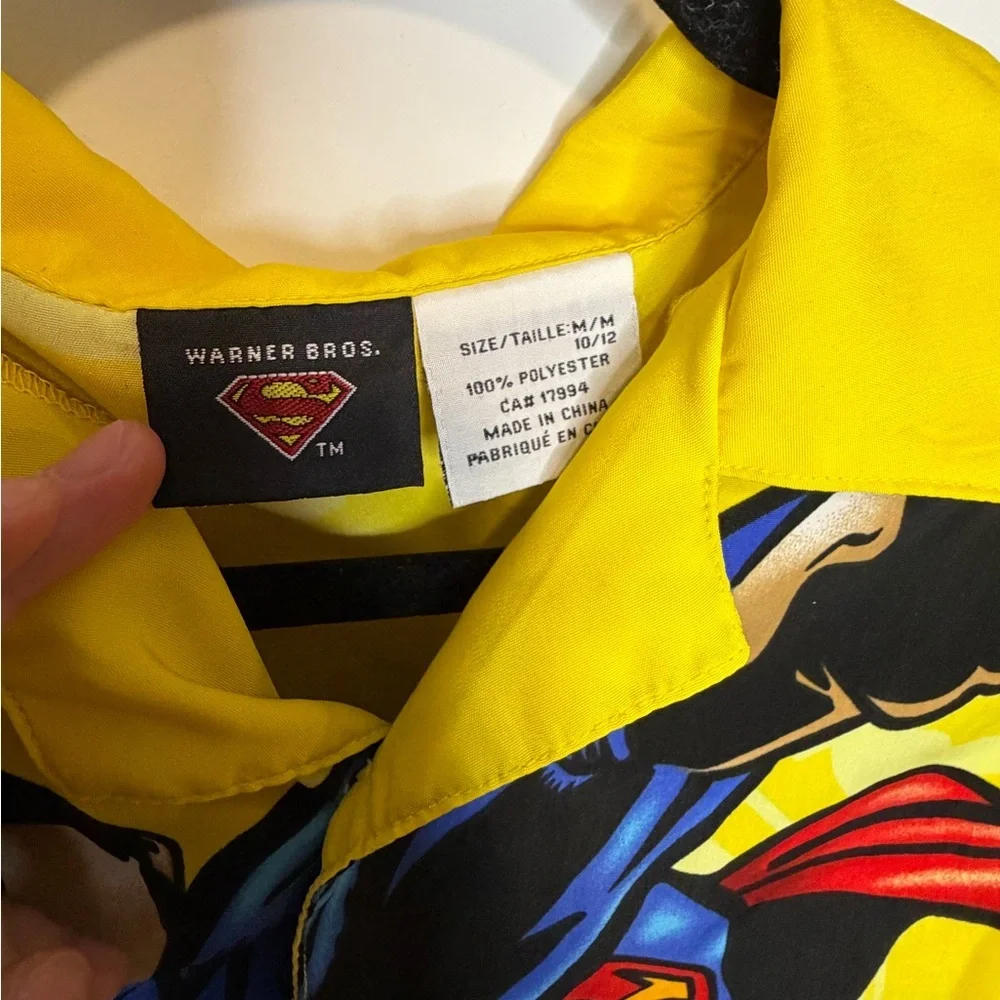 Vintage Superman Button-Up Shirt – Kids M (10/12) – All-Over Comic Print - Picture 2 of 5